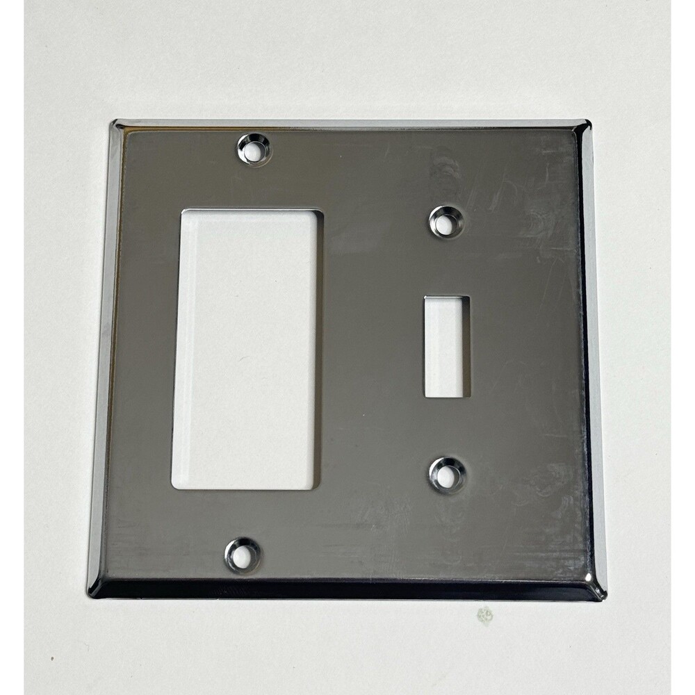 Restoration Hardware Metal Single Switch w/Single Rocker Outlet Cover Chrome $15